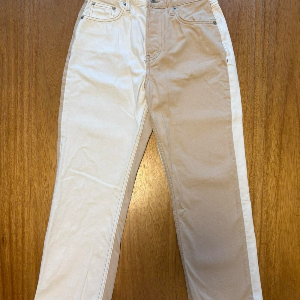 Two-Tone Cream and Tan Pants